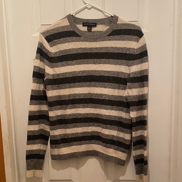 Banana Republic Black and Cream Striped Crewneck Sweater - Picture 1 of 6